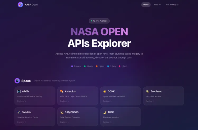 Imagen del proyecto NASA OPEN API